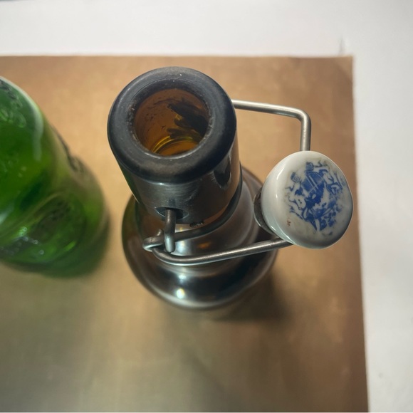 Grolsch Beer Bottle Green/brown Embossed Porcelain Swing Top Vintage Empty - Picture 12 of 16